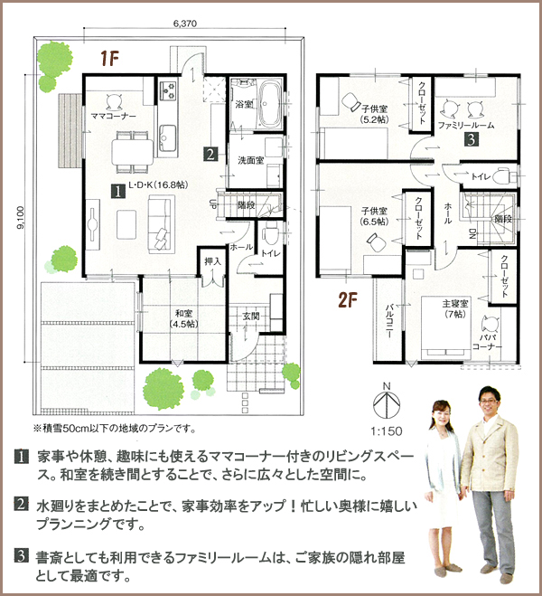 １、２階平面図